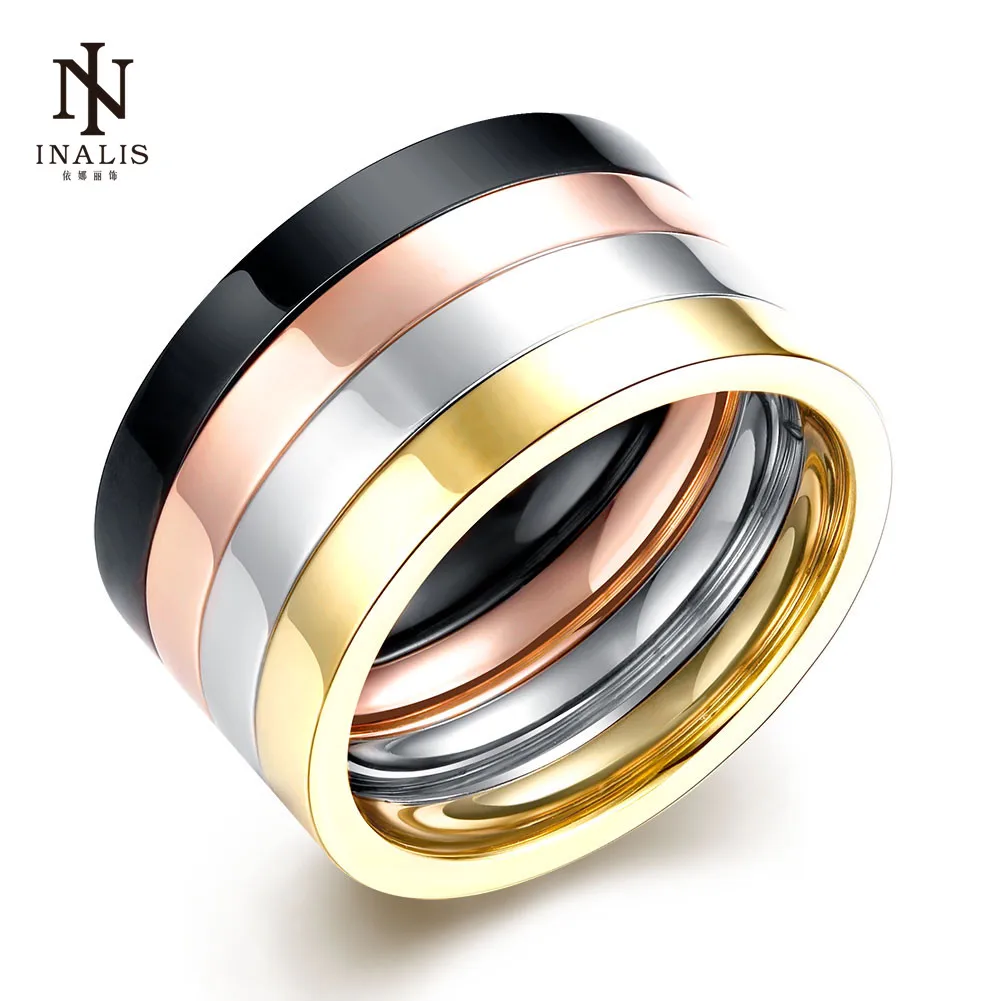 INALIS Stainless Steel Ring Fashion Personality multicolor Unisex Flat