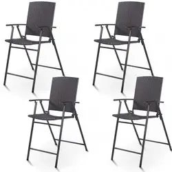 4 шт. плетеные складные стулья из ротанга, садовые складные стулья, мебель для патио HW52885