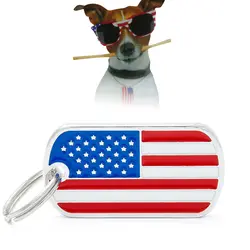 Цинковая литая Подвеска для собаки американский флаг шаблон щенок ID бирка кулон товары для домашних животных DC120
