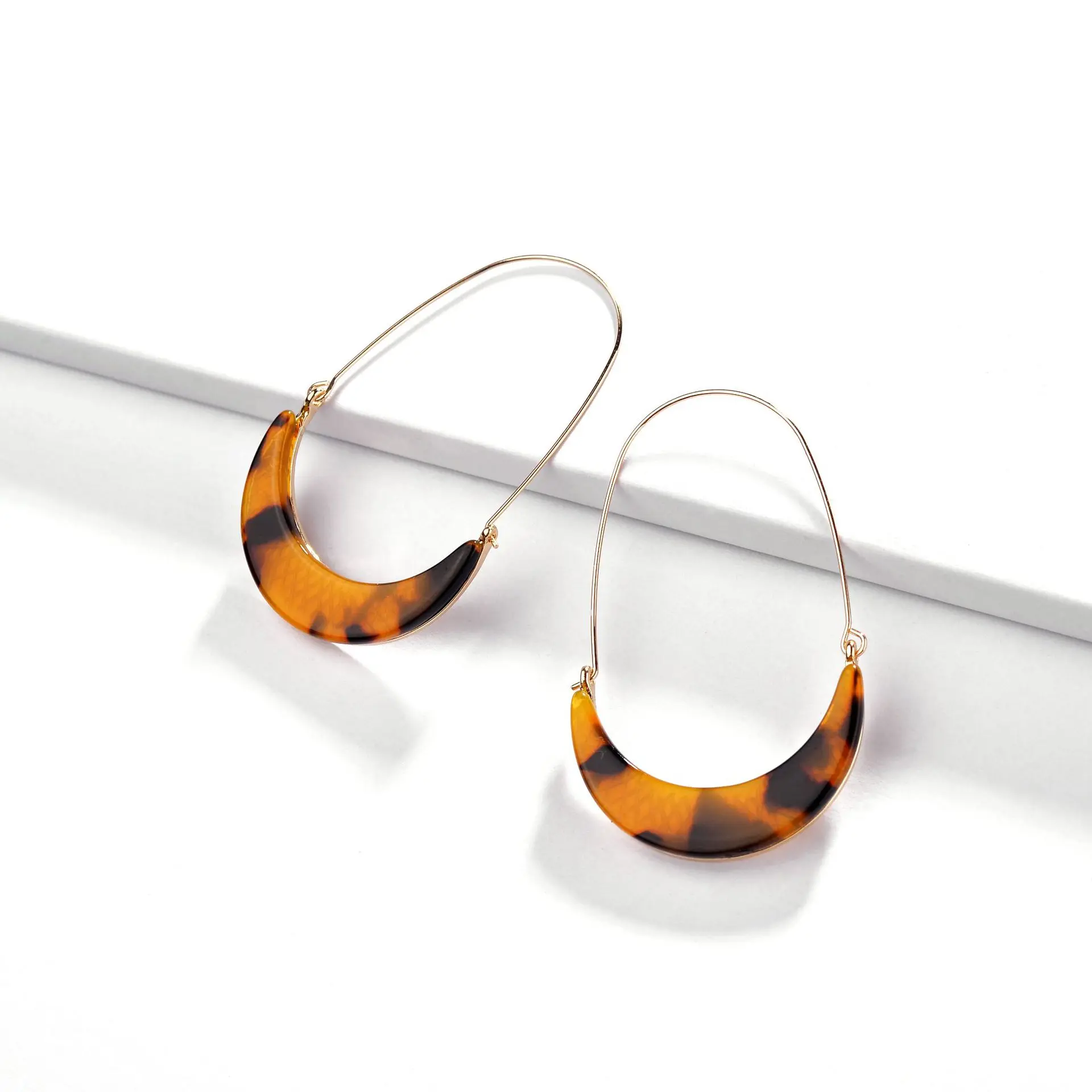 

Crescent Moon Hoop Earrings Acetate Acrylic Big Hook Loop Korean Stylish Jewelry