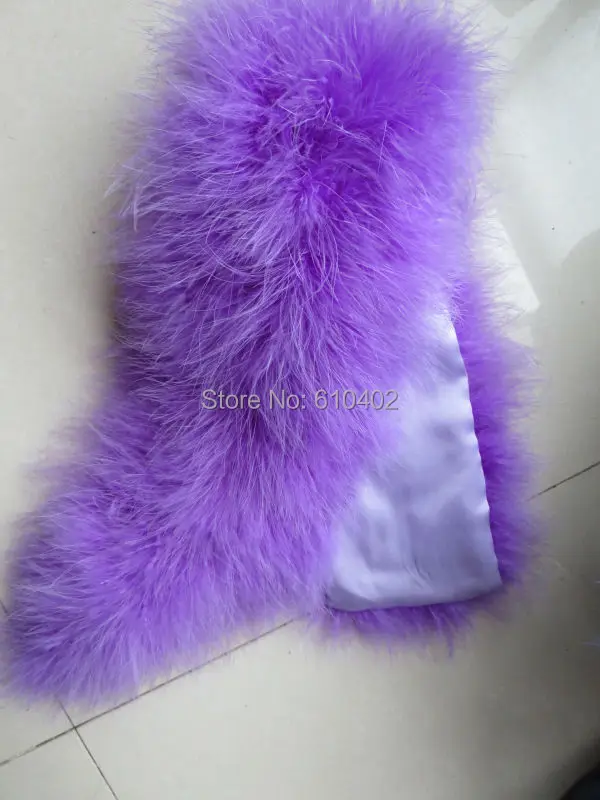 Женский зимний настоящий страус перо меховая накидка/Модный шарф 70 см* 14 см светло-фиолетовый