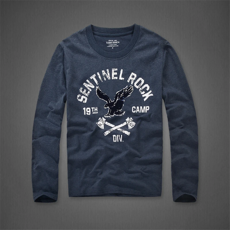 

2018 new Mens long sleeve tshirt O-Neck Cotton t shirt young camisa masculina embroidery men undershirt