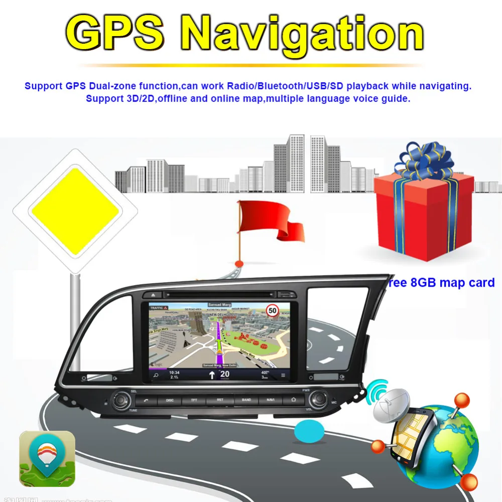 Top Android 8.0 Octa Core 4GB RAM Car DVD Multimedia Player For Hyundai Elantra/ Avante/MD 2016- Right Hand Driving GPS Navigation 5