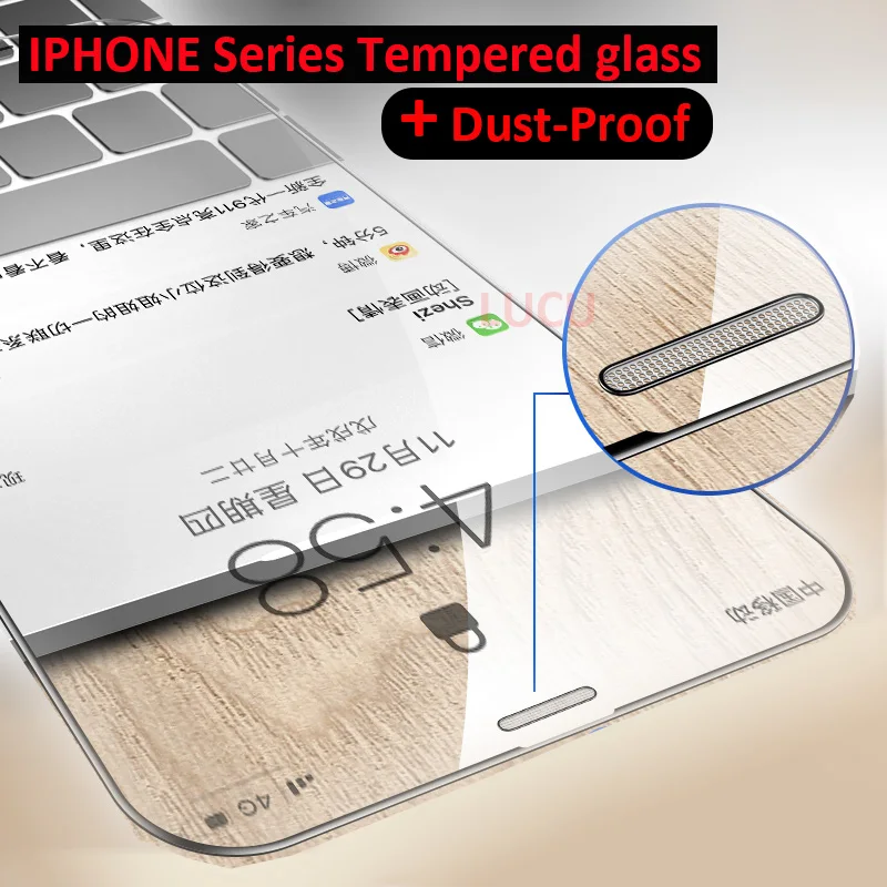 

9H full Cover Tempered Glass For iphone X XS MAX XR Screen Protector iphone 6 6S 7 8 Plus Dustproof metal mesh Protective film