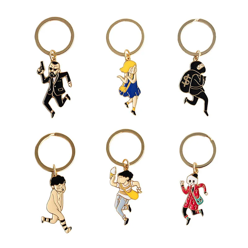 

Creative Life Cartoon Funny Keyring Personality Skull Robber Enamel Keychain Bag Pendant Car Pendants Hanging Ornament Q1016