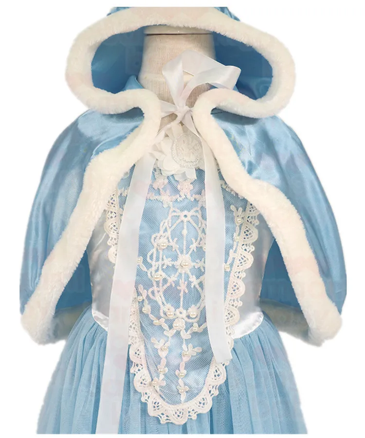 2017 New Girl Ice Snow Queen Dress Children Anna Elsa Hooded Dress
