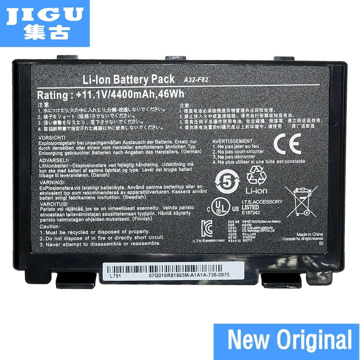 JIGU Original laptop Battery For Asus a32-f82 a32-f52 a32 f82 F52 k50ij k50 K51 k50ab k40in k50ij K40 K42 k42j k50in k60 k61 k70 JIGU Original laptop Battery For Asus a32-f82 a32-f52 a32 f82 F52 k50ij k50 K51 k50ab k40in k50ij K40 K42 k42j k50in k60 k61 k70