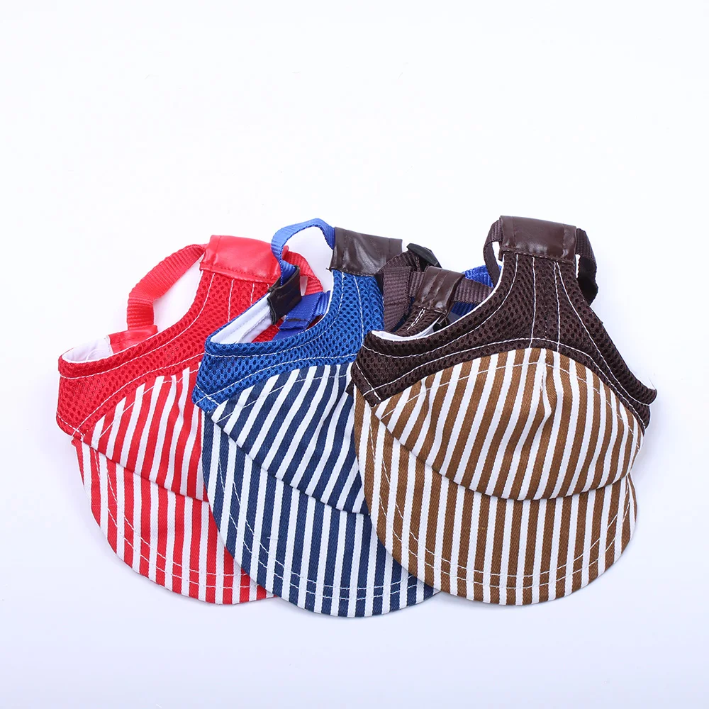 

Soft Dog Baseball Cap Breathable Mesh Striped Pet Sports Sun Hat Outdoor Accessory S M L