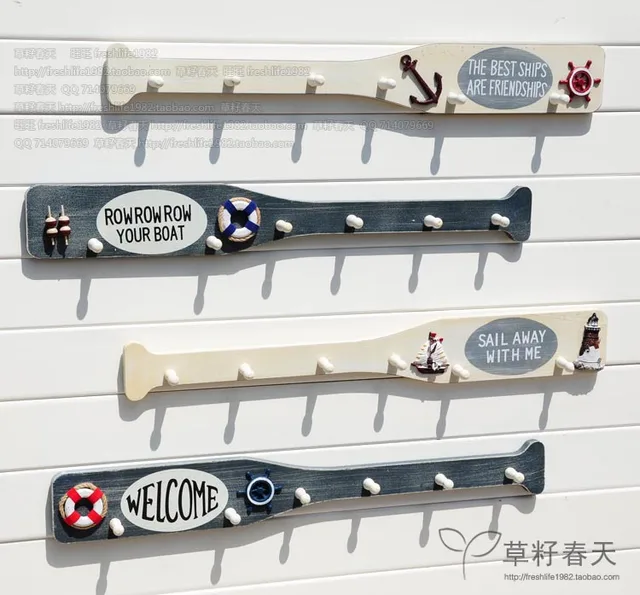 Mediterranean Decorative Wooden Oars Practical And Creative Clothing Mediterranean Decorative Wooden Oars Practical And Creative Clothing Hanging Towel Hooks Wall Coat Paddle Home