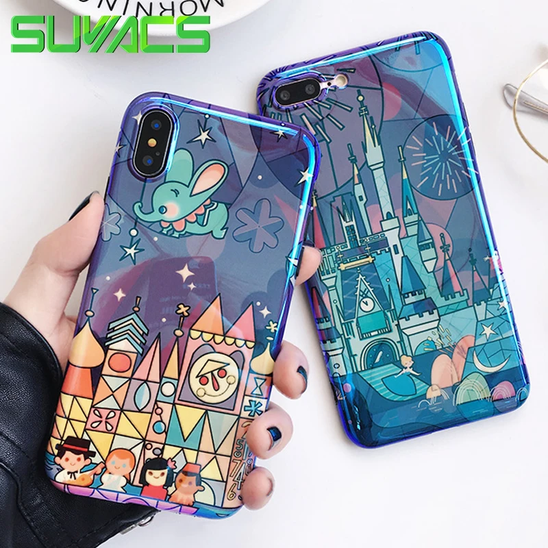 

SUYACS Cartoon Fairyland Castles Blu-ray Phone Case For iPhone 6 6S 7 8 Plus X Soft Silicon IMD Phone Cover Cases Coque Capa