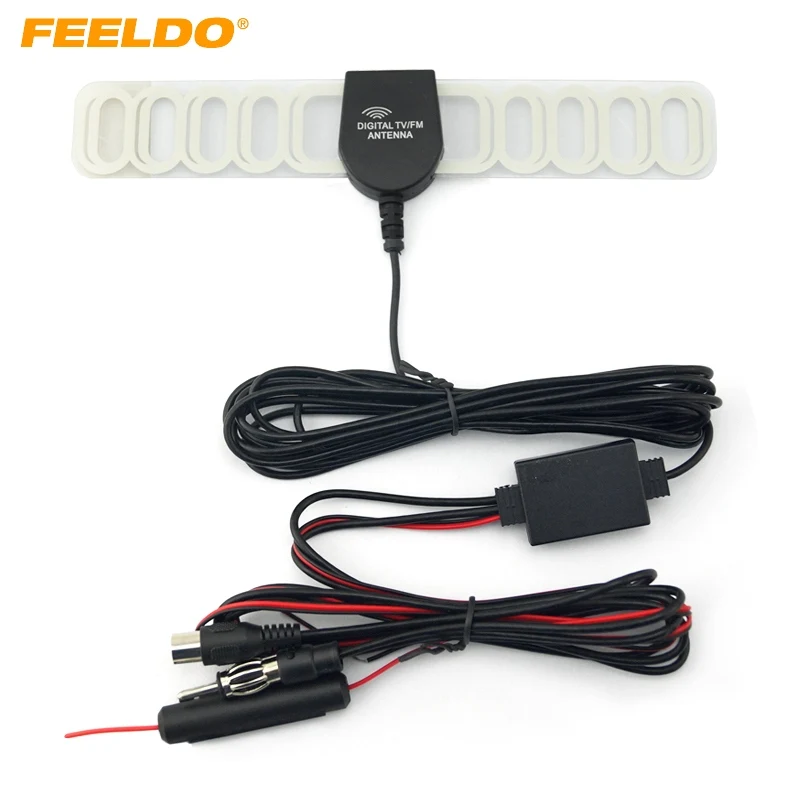 FEELDO 1 комплект Автомобильная 2 в FM IEC Connect TV антенна радио с усилителем|Антенны| |