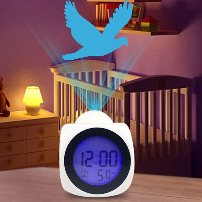 Креативный 1 шт. проекционный светодиодный дисплей с узором будильник время говорить голос датчик температуры функция повтора будильника