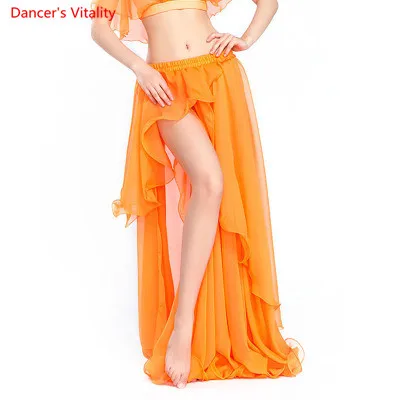 Professional Competition Sexy Chiffon For Women Belly Dance Skirt Maxi Costume Dancer Dress11 Color; Free Shipping - Цвет: Оранжевый