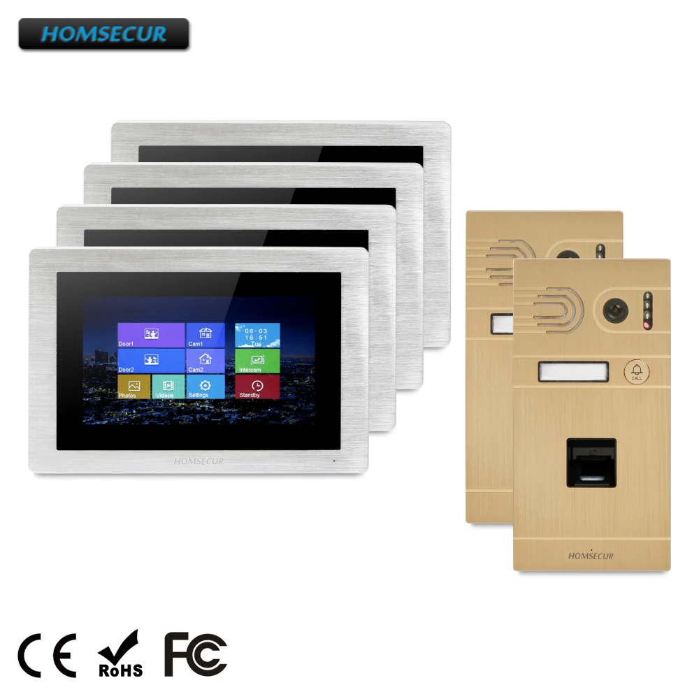 

HOMSECUR 7" Wired Video Door Entry Phone Call System with Touch Screen Monitor BC061-G +BM714-S