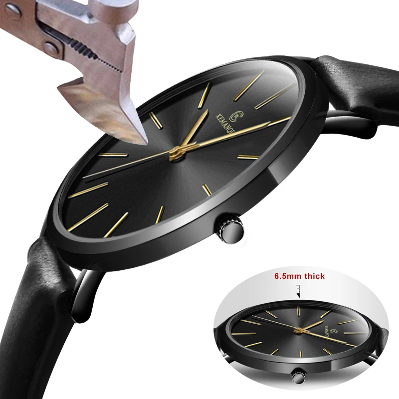 6,5 мм ультра-тонкие часы мужские элегантные модные KEMANQI часы простые деловые мужские кварцевые часы римские мужские часы reloj