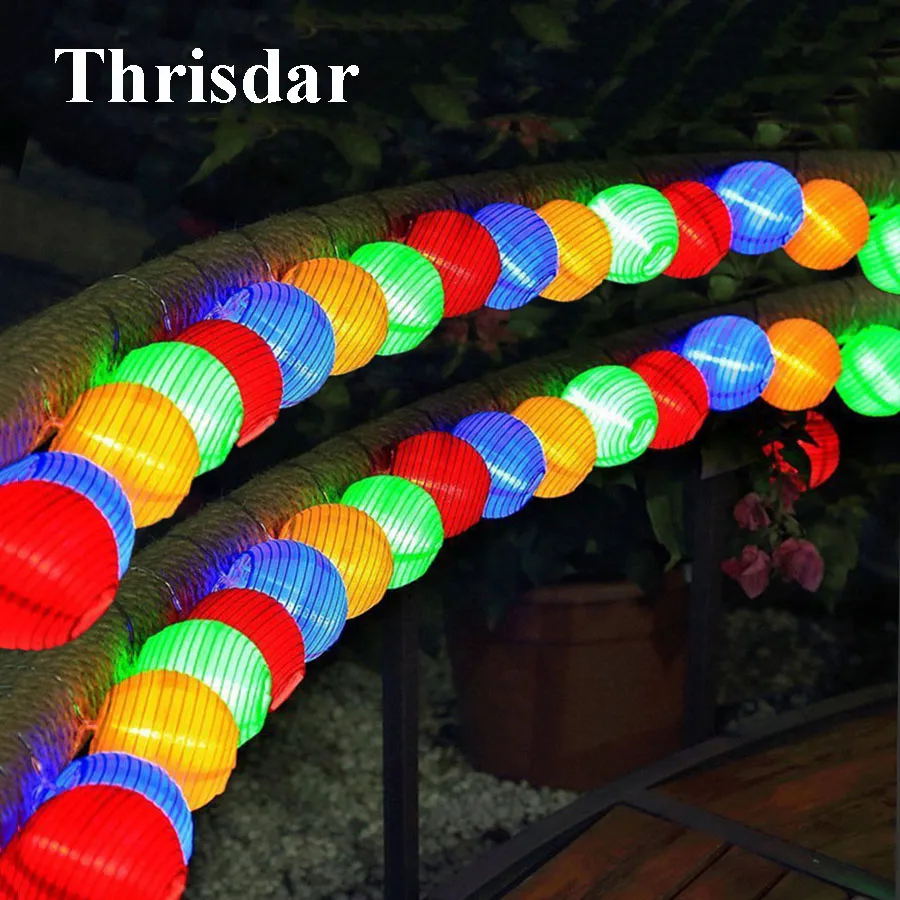 Thrisdar 6M 30 Lantern Ball Solar LED String Fairy Light Globe Ball Outdoor Garden Patio Christmas Garland Wedding Party Light Thrisdar 6M 30 Lantern Ball Solar LED String Fairy Light Globe Ball Outdoor Garden Patio Christmas Garland Wedding Party Light