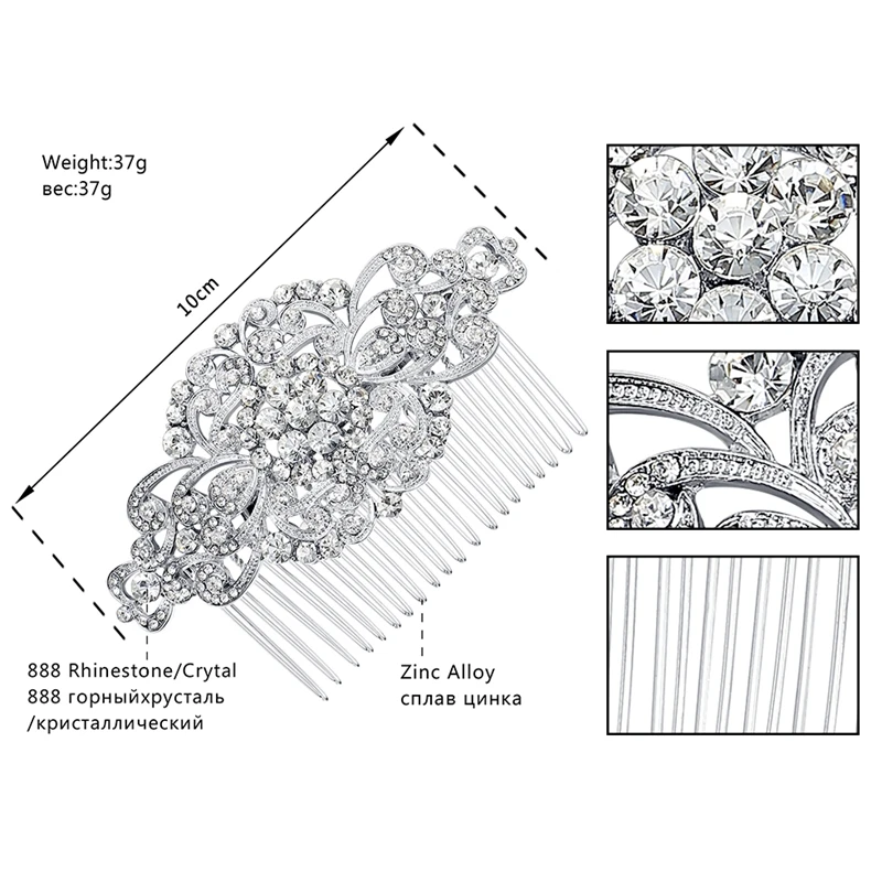 Minlover милый цветок горный хрусталь Свадебные расчески для волос серебряный цвет кристалл свадебные аксессуары для волос принцессы украшения для головы FS069