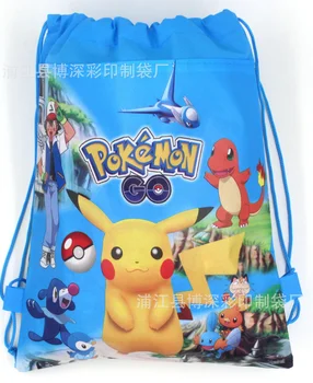 

12Pcs Pokemon Cartoon Kids Drawstring Printed Backpack Shopping School Traveling Party Bags Birthday Gifts