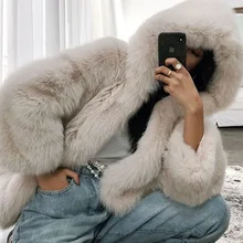 UPPIN женское повседневное цветное пальто из искусственного меха с капюшоном, большие размеры, Осень-зима, элегантная розовая теплая мягкая верхняя одежда, куртка более размера