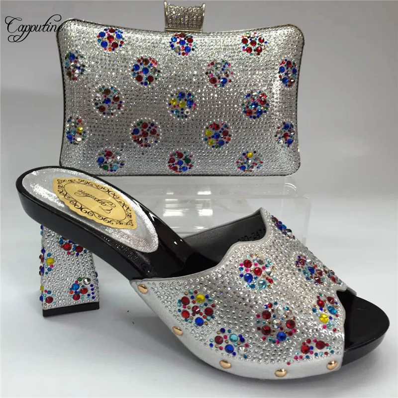Capputine Italian Women's Shoes and Bag Set Decorated With Rhinestone Women Shoes And Bag Set In Italy Size 37-42 BL815C Capputine Italian Women's Shoes and Bag Set Decorated With Rhinestone Women Shoes And Bag Set In Italy Size 37-42 BL815C