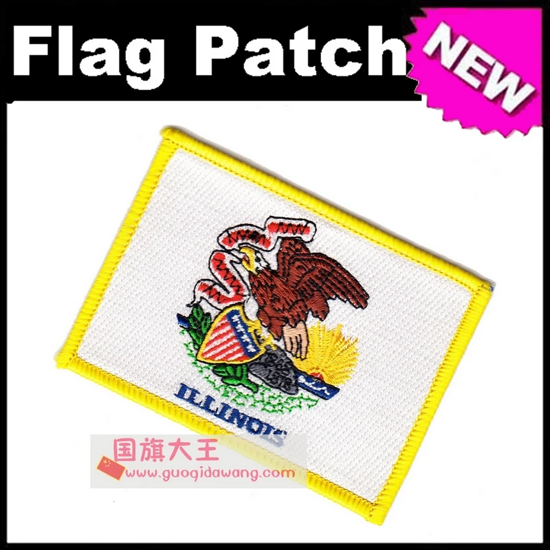 Embroidery patches usa states flag illinois iron on 90x65cm custom