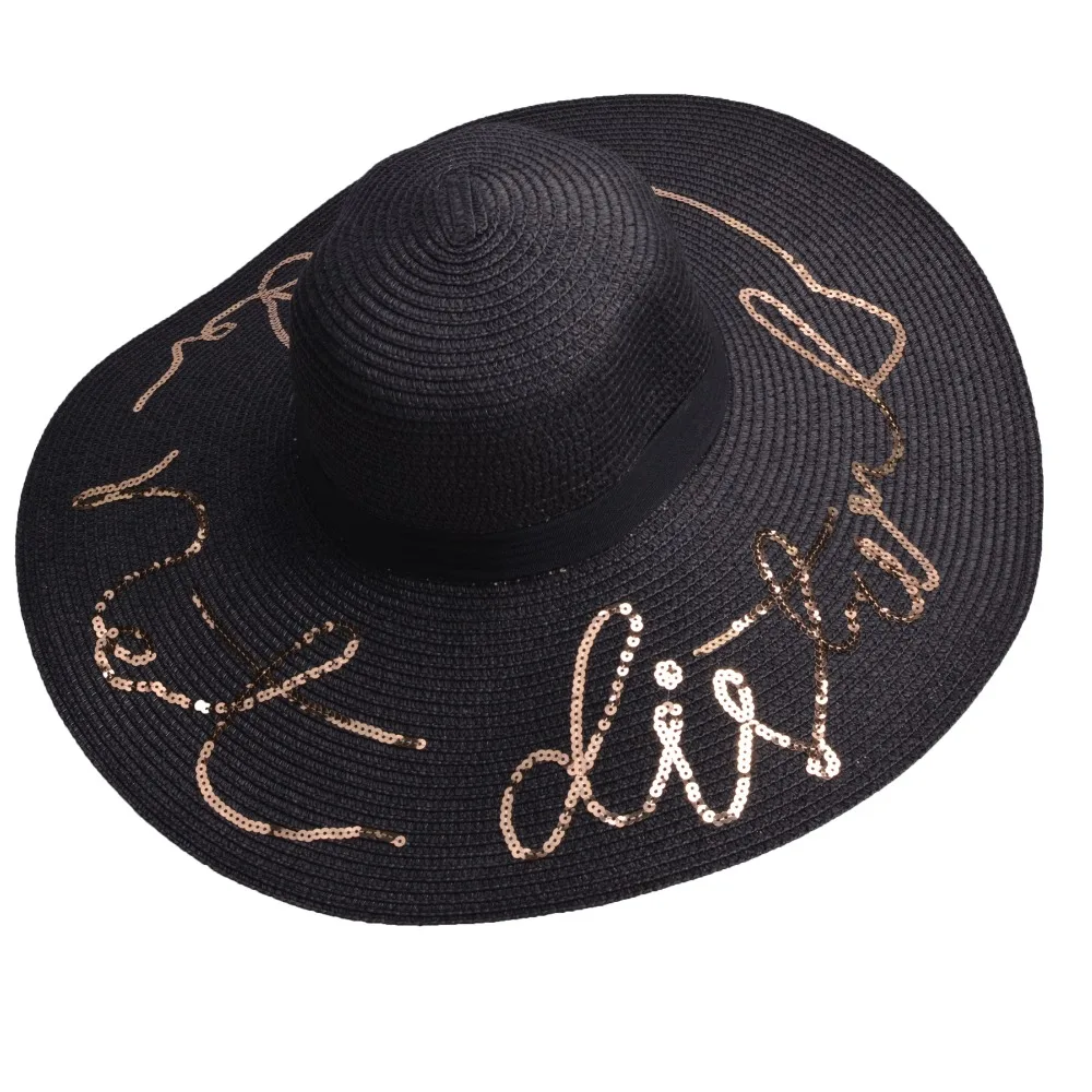 Velké široké okrajové klobouky dopis slaměný diskety pro ženy módní dámské letní čepice dámské široký okraj plážové klobouky T207