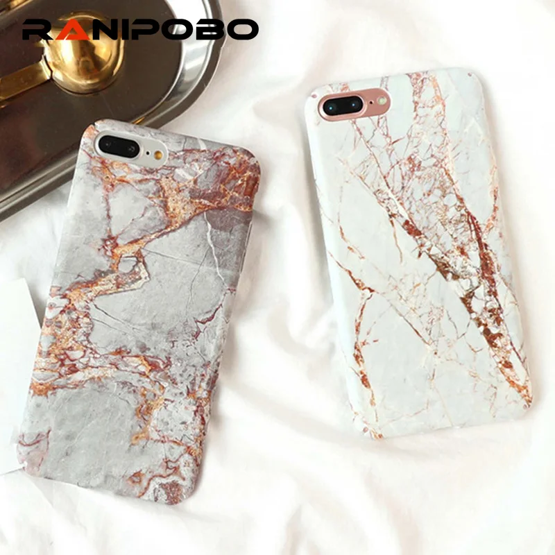 

Granite Marble Texture Pattern Phone Cases For iPhone 7 6 6S Plus Stone Matte Hard Plastic Back Cover for iPhone 8 Plus Coque