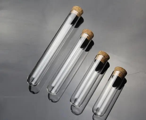 

100pcs clear 13*100mm glass test tube with cork round bottom all Size available free shipping