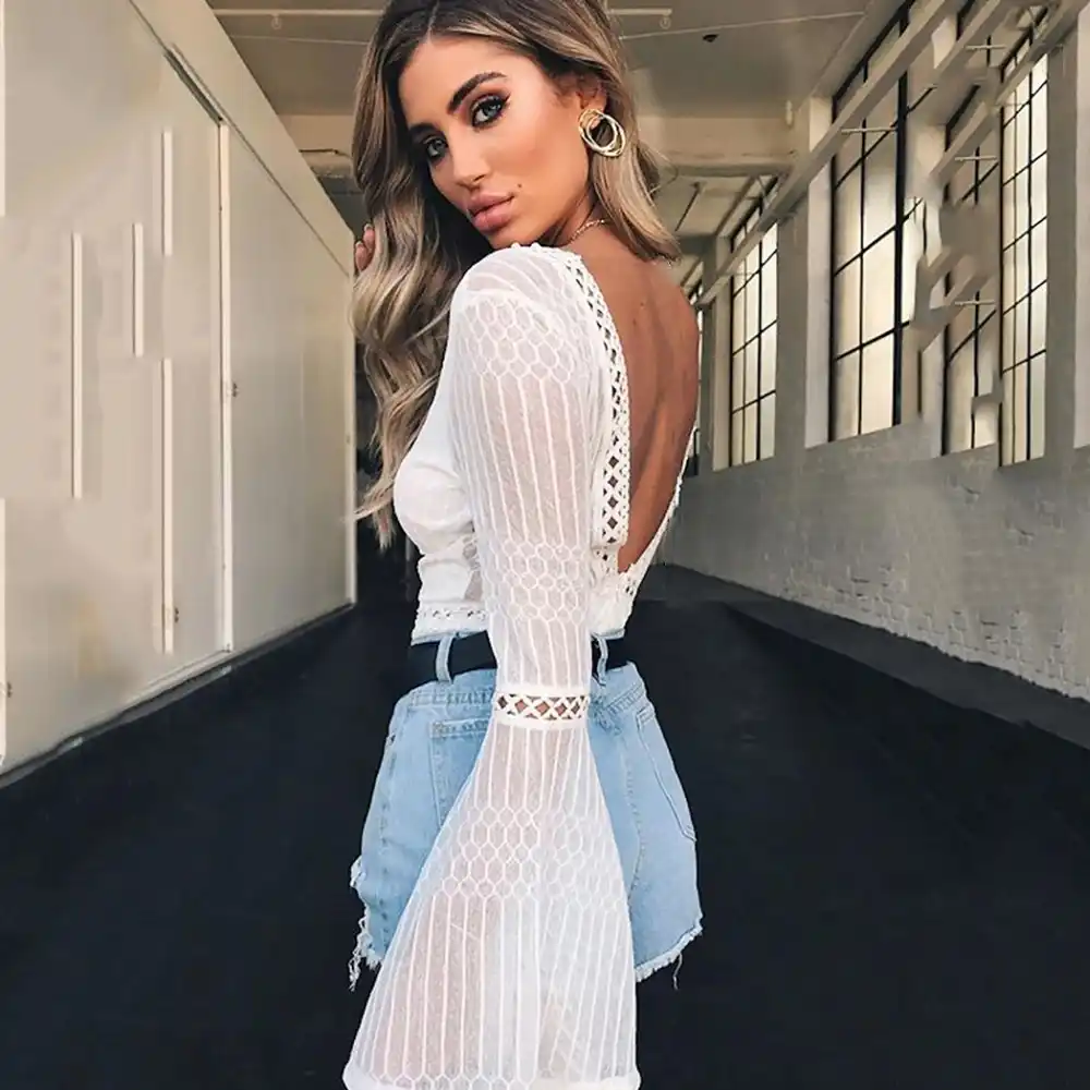flared sleeve playsuit