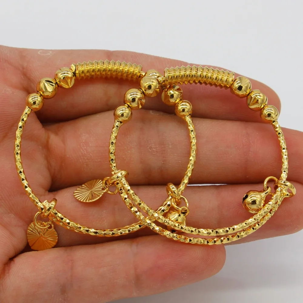 Комплект из двух предметов детские браслеты золотистого цвета, Эфиопский детский эксклюзивный браслет/браслет Мода в африканском стиле Арабские Ювелирные украшения