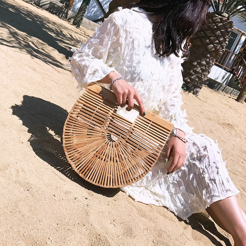 

Bamboo Purse Luxury Handbags Women Bags Designer Wood Women Clutch Summer Beach Bags,European and American Acrylic Basket Bag