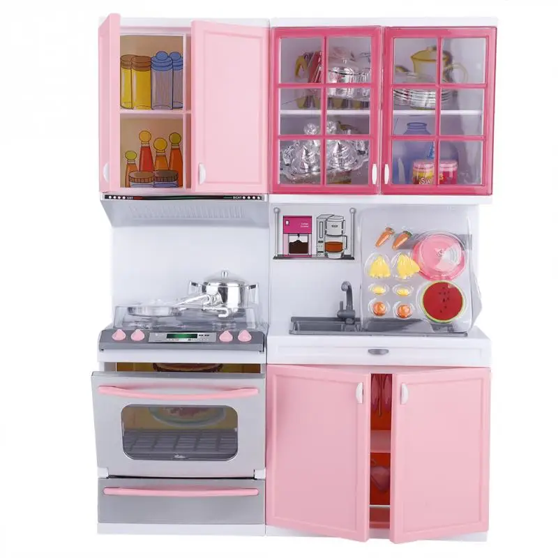 Маленький кухонный набор детей ролевые игры набор для приготовления пищи розовый шкаф плита обучение и образовательная интерактивная игрушка для ребенка