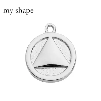 

my shape alcoholics anonymous Triangle charms double side rhodium plated With round shape For Jewelry Making 30pcs