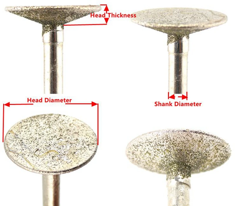 10 шт., 1-8 мм, алмазная шлифовальная головка в форме головки для ногтей, сверла с концевым хвостовиком 3/32 дюйма, ювелирные изделия из драгоценных камней, инструменты для резьбы по камню