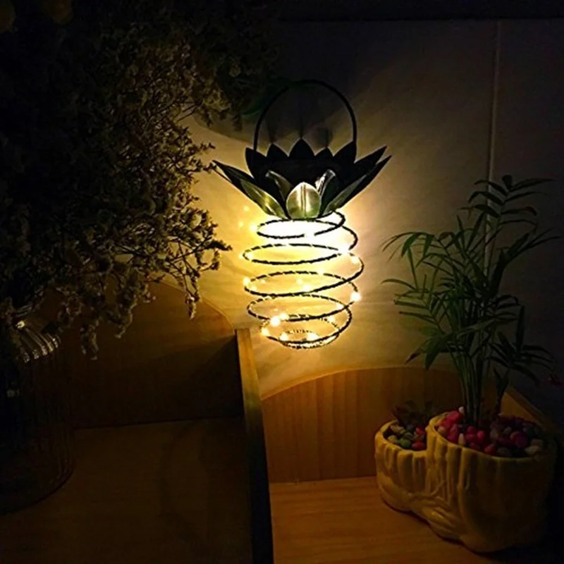 Новые садовые солнечные светильники с ананасом, подвесные светильники, открытый декор, водонепроницаемый настенный светильник, декоративный светильник