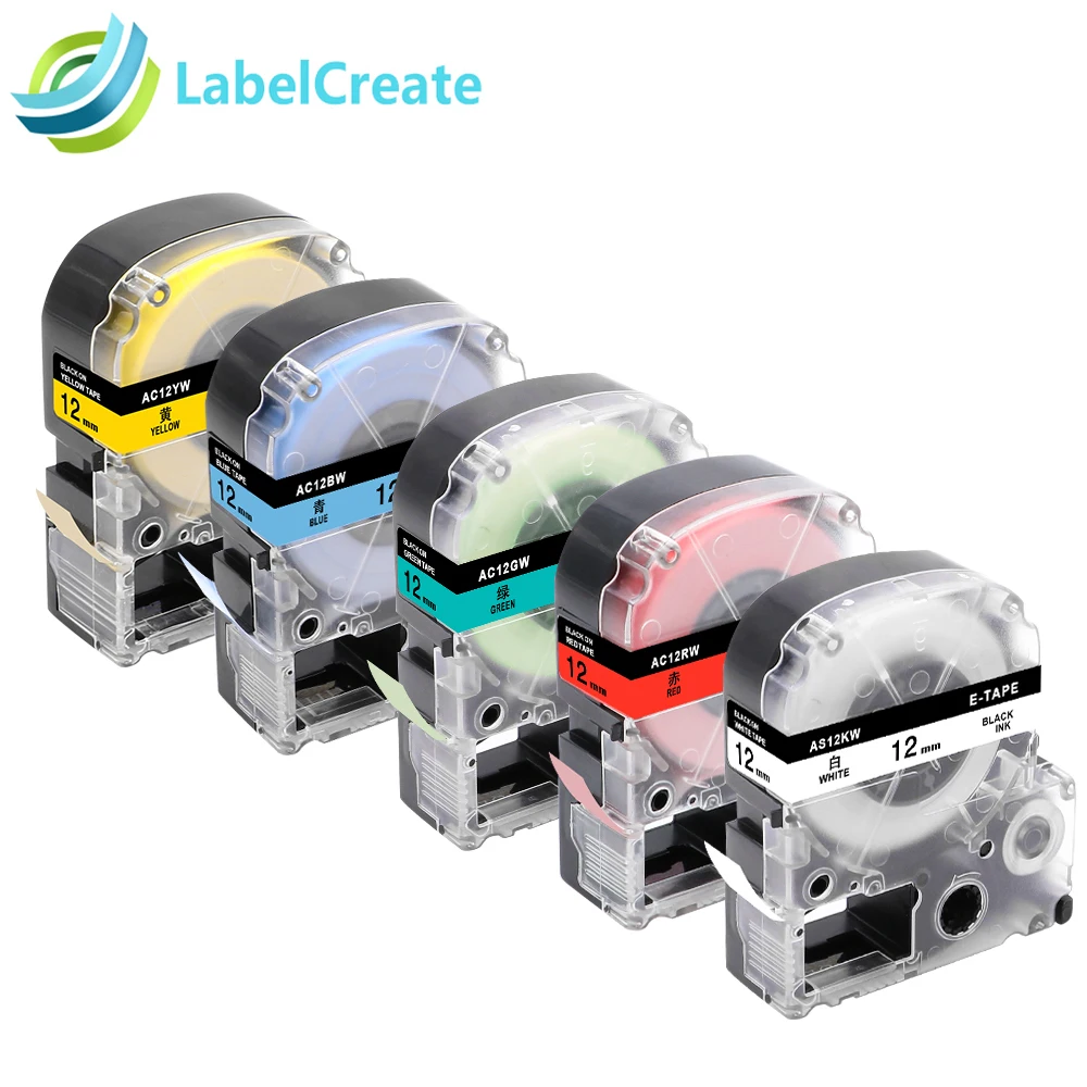

Labelcreate 12mm SS12KW Compatible Epson Kingjim LabelWorks Tapes SC12RW SC12YW 5PK For Label Maker LW-400 Labeler Cartridge