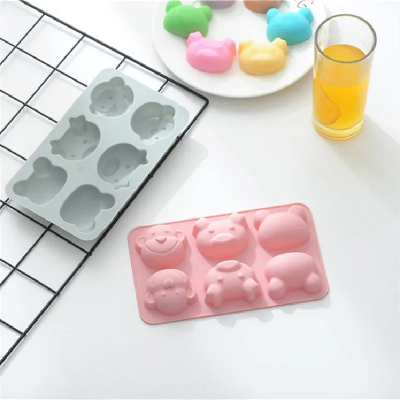 6 мультфильм животных 3D силиконовая форма поросенок/обезьяна/лягушка узор ручной