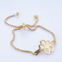 Yunkingdom цветок нержавеющая сталь Ювелирные изделия Титан Металл золото цвет для мужчин и женщин браслет регулируемый дропшиппинг