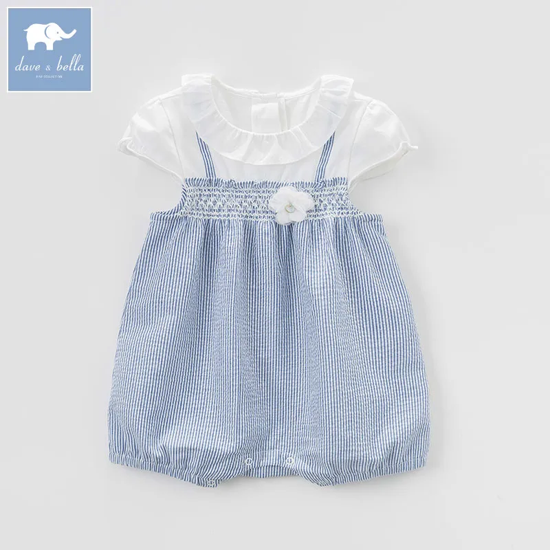 

DB7265 dave bella summer new born baby girls romper children infant lovely striped clothes kids toddler 1 pc