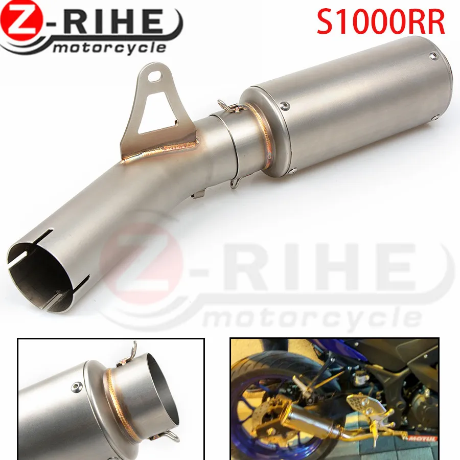 61MM for S1000RR 2014-2016 Motorcycle Exhaust Pipe Motocross Muffler with Middle Pipe for BMW S1000RR 2014 2015 2016 Link Pipe