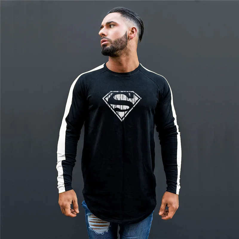 

Brand 2019 Autumn Mens Long Sleeve T Shirt Casual Round Neck Muscleguys Elastic Slim Fit Streetwear Solid Tshirt Hip Hop Tops