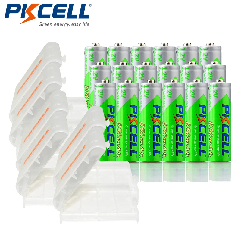 24 X PKCELL Ni-MH предварительно заряженные аккумуляторы NiMH 850mAh 1,2 V AAA аккумуляторные батареи+ 6 шт. чехол для батарей