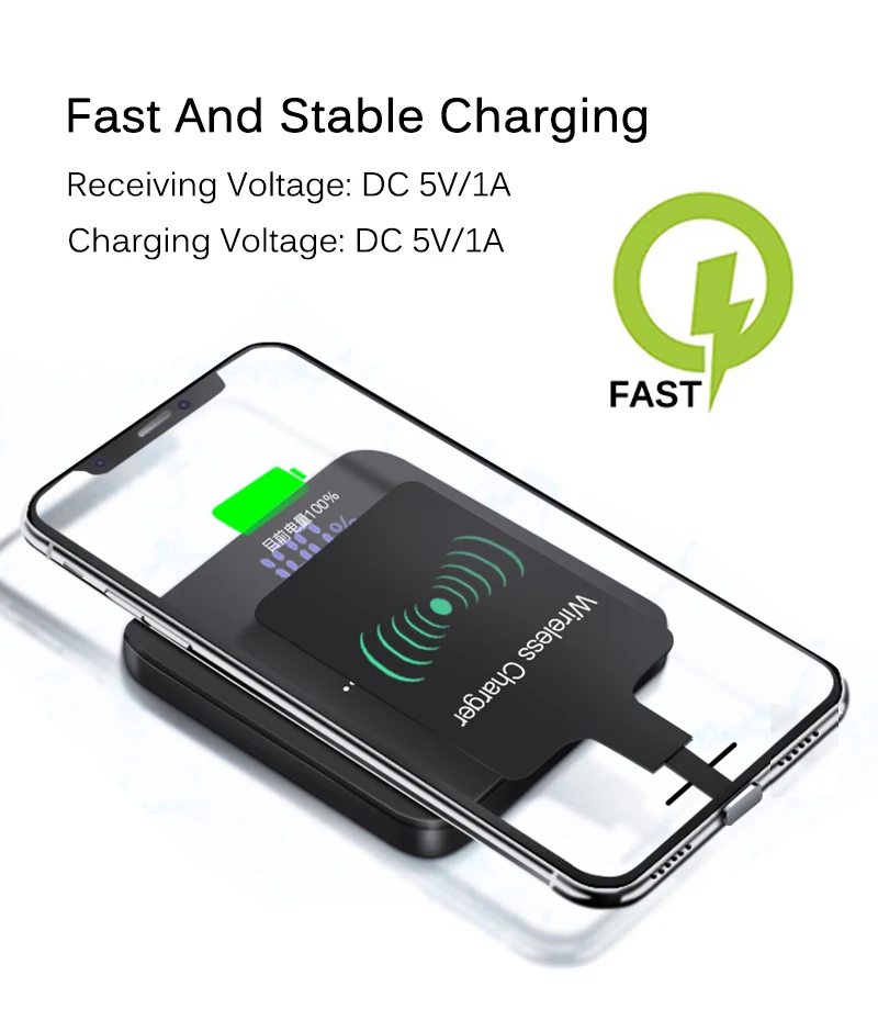 Fast Qi Wireless Charger Receiver For iPhone 6 7 Plus Universal Charging Receiver Adapter Pad Coil For Micro USB Type-C Phone