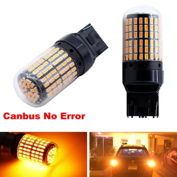 

2pcs Canbus No Error No Hyper Flash LED T20 7440 W21W 1156 BA15S P21W BAU15S PY21W 144smd LED lamp DRL Turn Signal Light Yellow