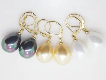 

Lovely Women's Wedding Jewelry shipping> >>>Beautiful 3 Color 14X18mm South Sea shell Pearl TearDrop Lever back Earring
