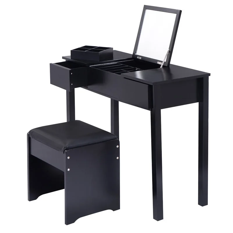 Makeup Dressing Table Set Vanity With Cell Storage Box Black White