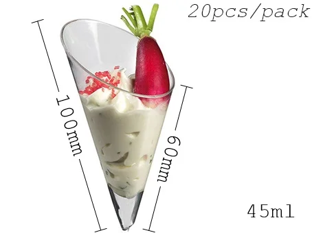 Акция-вечерние свадебные принадлежности доступная пластмассовая столовая посуда, 70*44 мм/60 мл Прозрачный лепесток десерт торт чаша, 20/упаковка - Цвет: Transparent