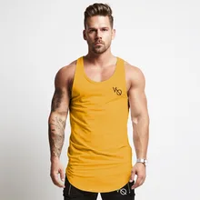 Сезон: весна-лето футболки одноцветное цвет спортивный жилет для мужчин хлопок Мягкий Мышцы Тренажерный зал Фитнес Майка бег