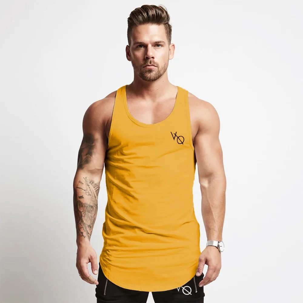 

Spring Summer T Shirts Solid Color Sports Vest Men Cotton Soft Muscles Gym Fitness Tank Top Running Sportshirt