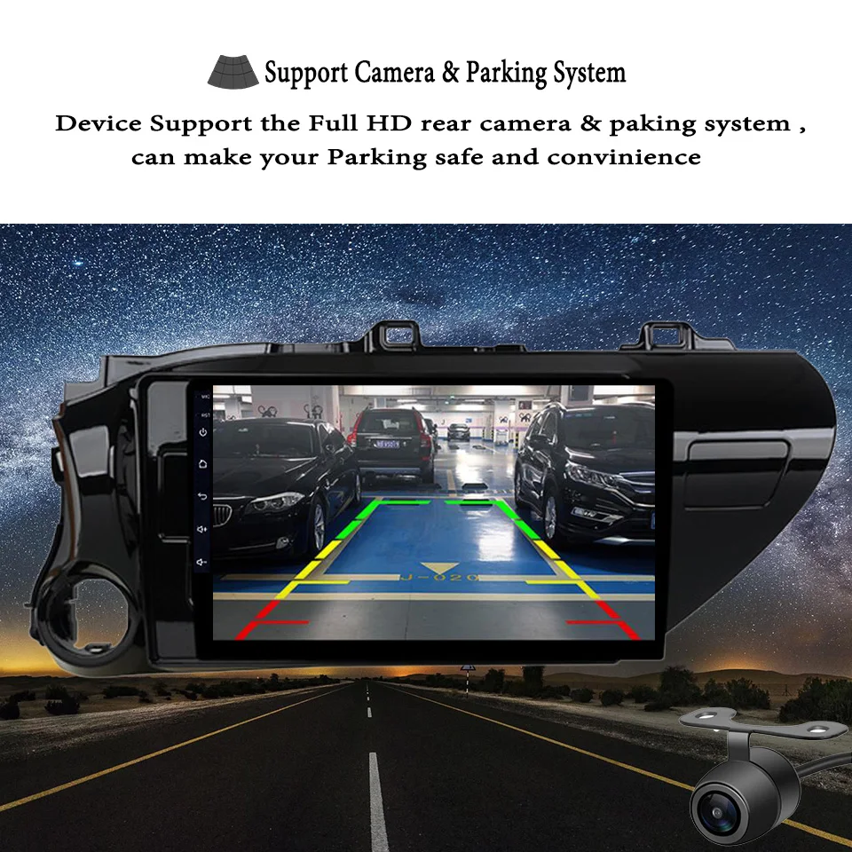 Perfect 10.1" 4G RAM 8 cores Android 9.1 Car DVD GPS Navigation For TOYOTA Hilux 2016 2017 audio stereo car radio headunit Tape Recorder 12